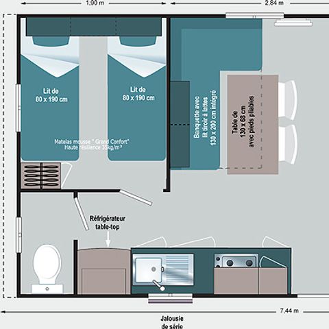 MOBILE HOME 4 people - Cottage des Pins 2 CH - 4 PERS 28 m² - TV