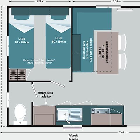 Stacaravan 4 personen - Cottage des Pins 2 CH - 4 PERS 28 m² - TV