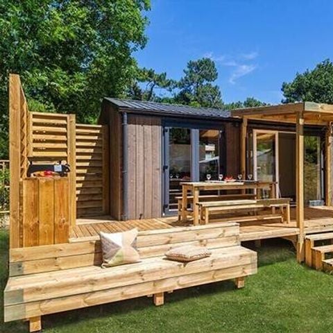 Stacaravan 6 personen - Stacaravan | Premium Exclusive | 3 slaapkamers | 6 pers | Verhoogd terras | Tropische douche | Airconditioning | TV