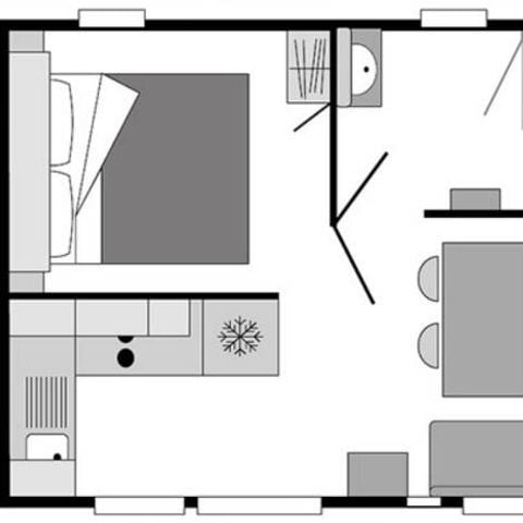 MOBILHOME 2 personnes - Mobil-home | Premium | 1 Ch. | 2 Pers. | Terrasse surélevée | Clim. | TV