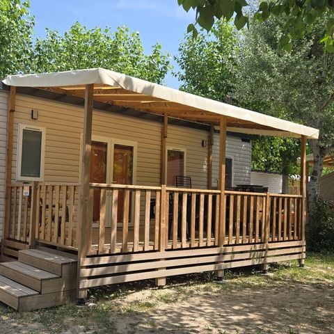 MOBILHOME 6 personnes - Mobil-home | Premium | 3 Ch. | 6 Pers. | Terrasse surélevée | Cuisine extérieure | 1 SDB | Clim. | TV