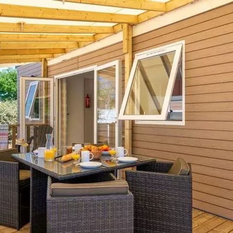 Mobilheim 6 personen - Premium | 3 Schlafz. | 6 Pers. | Terrasse Lounge | Clim.