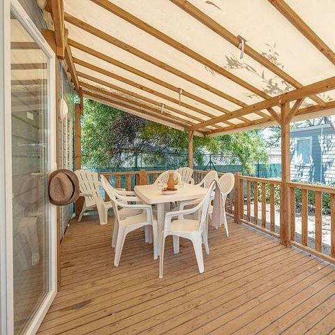 Mobilheim 6 personen - Comfort | 2 Zi. | 4/6 Pers. | Erhöhte Terrasse | Klimaanlage