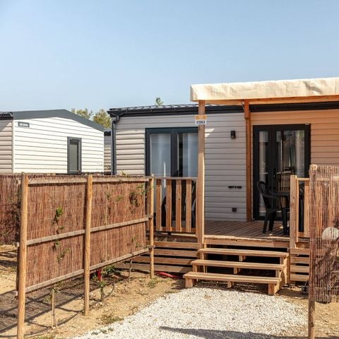 Mobilheim 6 personen - Comfort | 3 Schlafz. | 6 Pers. | Erhöhte Terrasse | Klimaanlage