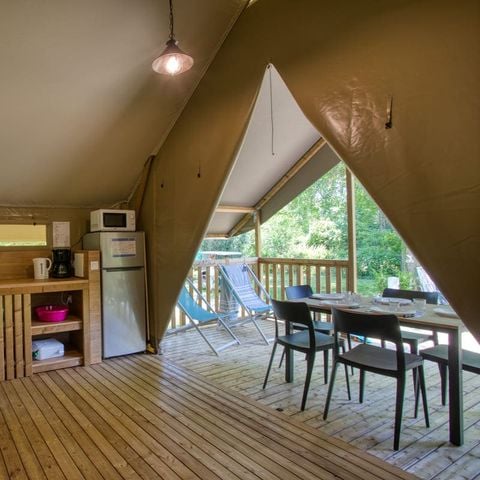 Canvas and wooden tent 5 persons - Lodge Wood 23m² - 2 bedrooms
