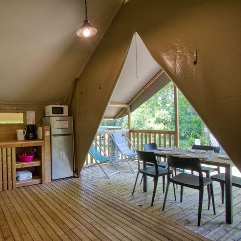 Tente en toile et en bois 5 personnes - Lodge Wood 23m² - 2 chambres