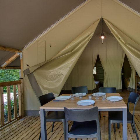 Tente en toile et en bois 5 personnes - Lodge Wood 23m² - 2 chambres