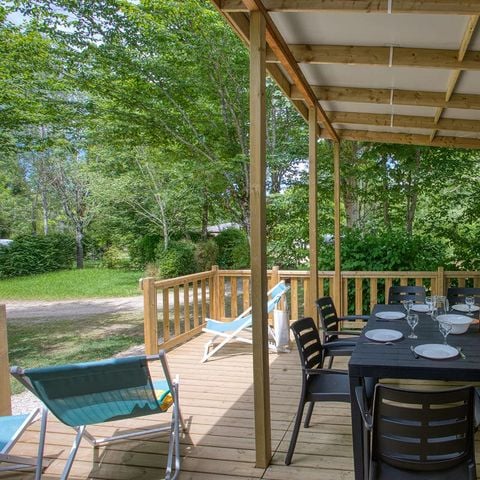 Stacaravan 10 personen - Stam 2x26m² - 4 kamers - halfoverdekt terras 22m² - TV - vaatwasser