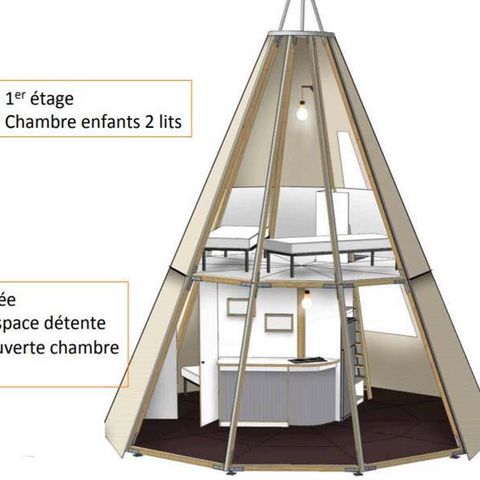 SISTEMAZION ATIPICHE 4 persone - Tipi 4 pers. - 2 camere da letto - con WC e bagno-NUITEE