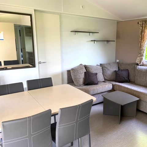 MOBILHOME 6 personnes - Mobilhome Premium 40 m² (3 chambres, 2 salles de bain) avec terrasse couverte + TV