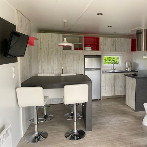 Mobilhome 4 personas - Mobilhome Premium 40 m² (2 dormitorios, 2 baños) con terraza cubierta + TV + LV