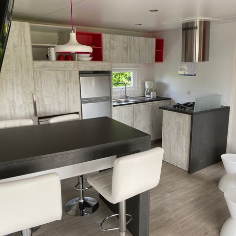 Mobilhome 4 personas - Mobilhome Premium 40 m² (2 dormitorios, 2 baños) con terraza cubierta + TV + LV