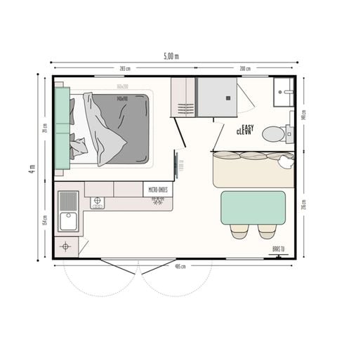 Mobile home 2 persons - 1Ch Premium - TV + LV
