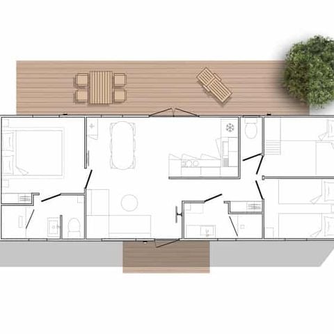 Mobile home 6 persons - 3Ch Côté Jardin VIP - 2SDB + TV + LV