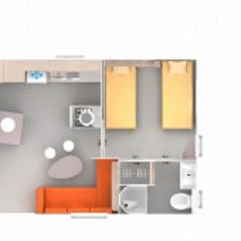 MOBILHEIM 10 Personen - Tribu Premium 75m² (5 Schlafzimmer, 3 Bäder) mit überdachter Terrasse + TV + LV