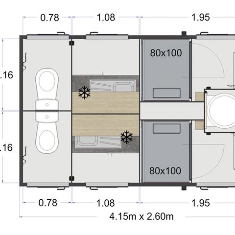 EMPLACEMENT - Forfait emplacement Premium (salle d'eau, WC, coin cuisine) et terrasse couverte