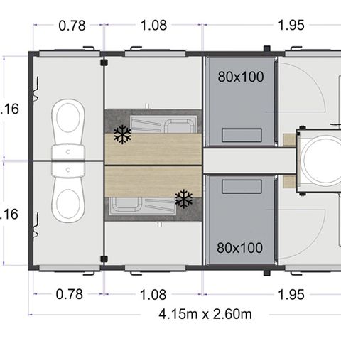 Kampeerplaats - Premium standplaatsforfait (doucheruimte, wc, kitchenette) en overdekt terras