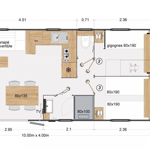 Mobile home 8 persons - Premium Dune 4 Rooms 6/8 People + TV
