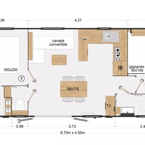 Mobile home 6 persons - Premium Dune 3 Rooms 4/6 People + TV
