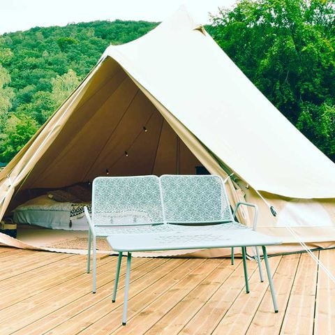 Tente en toile et en bois 2 personnes - Tente grand confort en brodure de Semoy