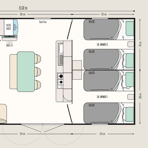 Mobilheim 6 Personen - PREMIUM