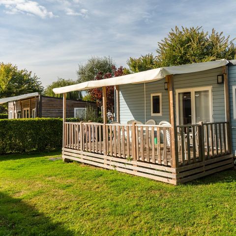 Mobilheim 6 personen - Premium | 3 Schlafz. | 6 Pers. | Erhöhte Terrasse | Klimaanlage | TV