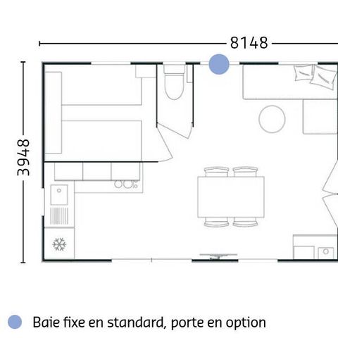 Mobilheim 6 Personen - Comfort | 2 Zi. | 4/6 Pers. | Erhöhte Terrasse | Klimaanlage