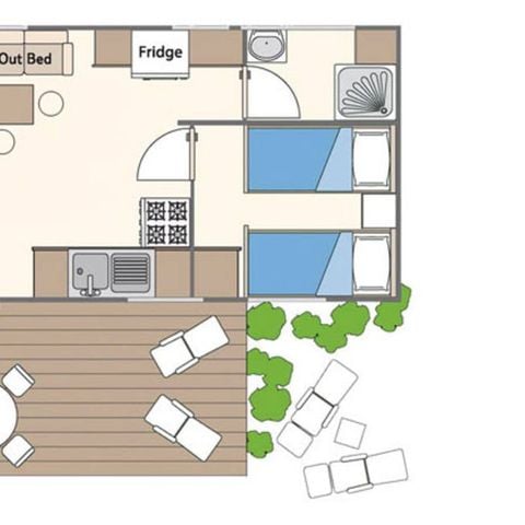 Stacaravan 4 personen - Stacaravan | Klassiek | 2 Slaapkamers | 4 Pers. | Terras met verhoging, niet overdekt
