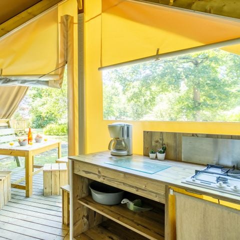 Tenda in tela e legno 4 persone - Ecolodge 3 camere 4 persone senza servizi igienici