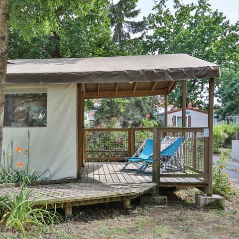 Tenda in tela e legno 4 persone - Ecolodge Sahari XL 3 Camere 4 Persone