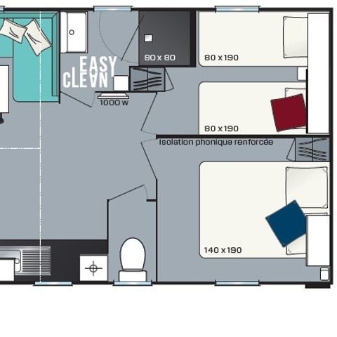 Mobilhome 4 personnes - Home Amour Blanc - 2 chambres - Gamme Classic