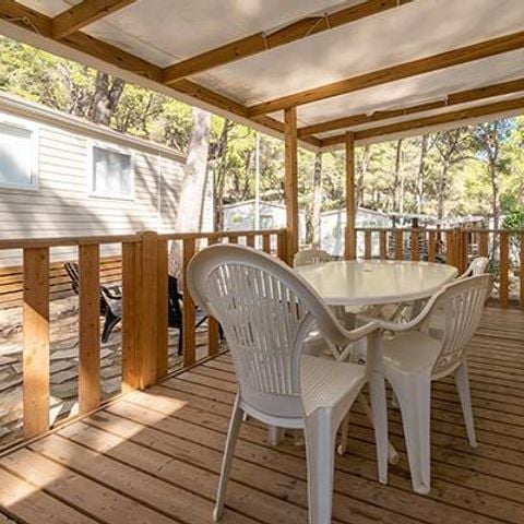 Mobilheim 6 personen - Comfort | 3 Schlafz. | 6 Pers. | Erhöhte Terrasse | Klimaanlage