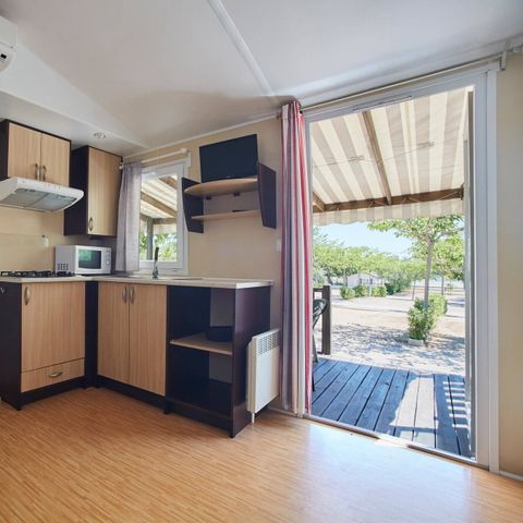 BUNGALOW 6 personnes - Mobil-home | Comfort | 3 Ch. | 6 Pers. | Terrasse surélevée | Clim. | TV