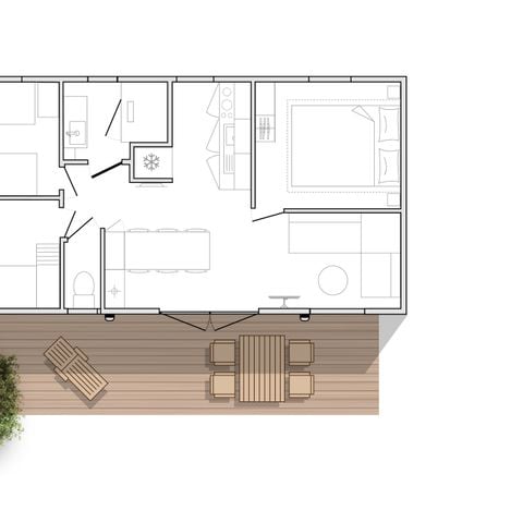 Stacaravan 6 personen - Stacaravan Premium 32m² 3 slaapkamers + Terras + TV + vaatwasser
