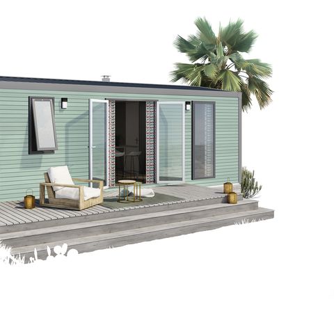 Mobilhome 6 personas - Mobil home Premium 32m² 3 habitaciones + Terraza + TV + lavavajillas