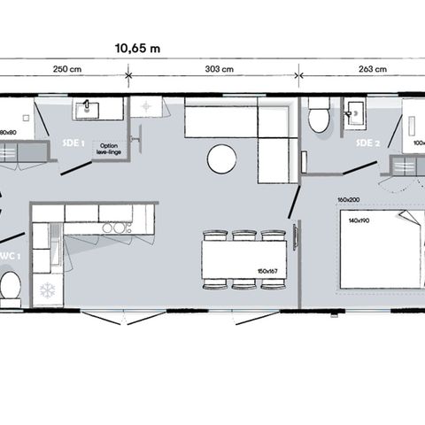 Mobilhome 6 personnes - PRESTIGE - 40m² 6/8 personnes - CLIM