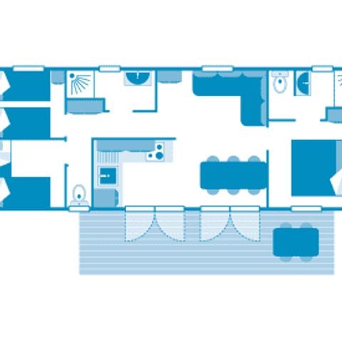 Stacaravan 6 personen - Huisje 6p 3ch 2SdB ****