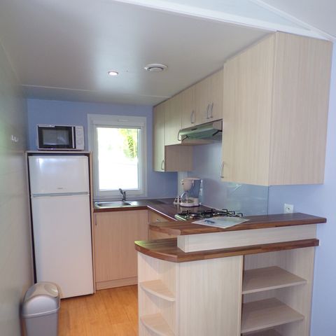Mobilheim 6 personen - Mobile Residenz Komfort Noyers mit halbüberdachter Holzterrasse 18 m² + TV-DNT