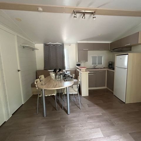 Mobilheim 6 personen - Komfort Eichen 3 Zimmer mit halbüberdachter Terrasse 18m² + TV + KLIMAANLAGE