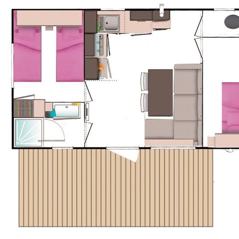 MOBILHOME 4 personas - Evasion Confort Eco' 29m² + 2 habitaciones + 13,5m² terraza semicubierta