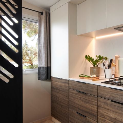 Mobilheim 2 Personen - Ciel Prestige 21m² + halbüberdachte Terrasse 13.5m²