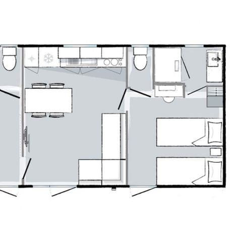 Mobilhome 6 personnes - Premium - 2 chambres - 2 salles de bain 33m²