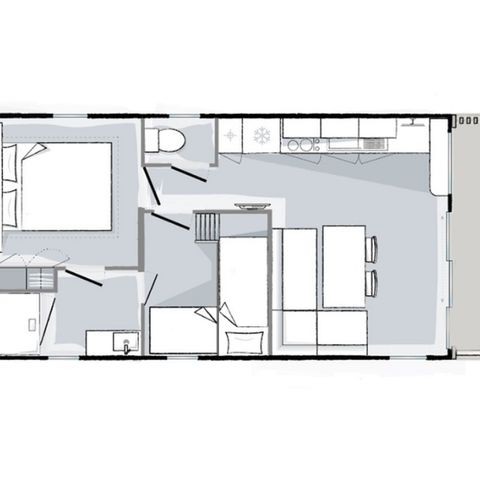 Casa mobile 4 persone - Mahana - 4 persone - 2 camere - Da letto 28m² - 2 bagni