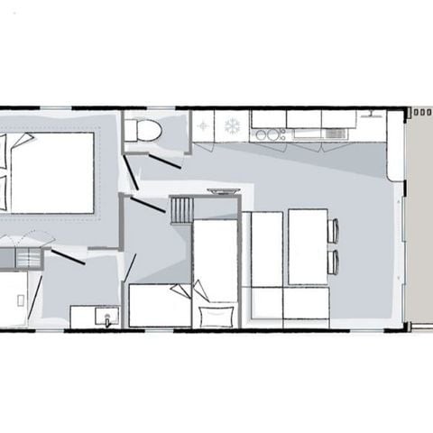 Stacaravan 4 personen - Premium voor - 2 slaapkamers - 28m²