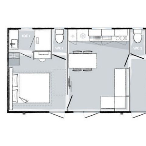 Mobilhome 6 personas - Evasion+ - 6 plazas - 2 dormitorios - 2 baños - 33m² superficie habitable