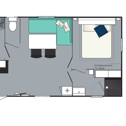 MOBILHOME 7 personas - Casa móvil Evasión 7 plazas, 2 dormitorios, 30 m2.