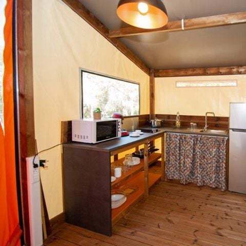 TENDA IN TELA E LEGNO 4 persone - C - Tenda Lodge Mana con 2 camere da letto, 22 m²