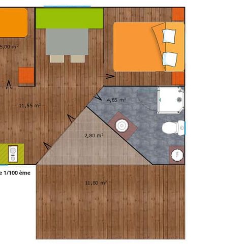 Canvas and wooden tent 4 persons - Ecolodge Mana 2 Bedrooms