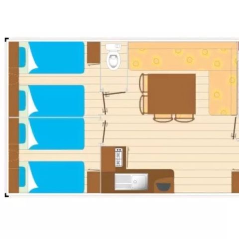 Stacaravan 6 personen - 4 kamers 6 personen + TV