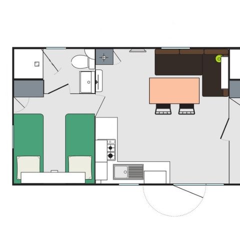 Mobilhome 6 personnes - Confort+ 6 personnes 2 chambres 2sdb